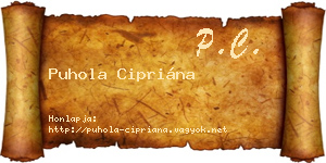 Puhola Cipriána névjegykártya